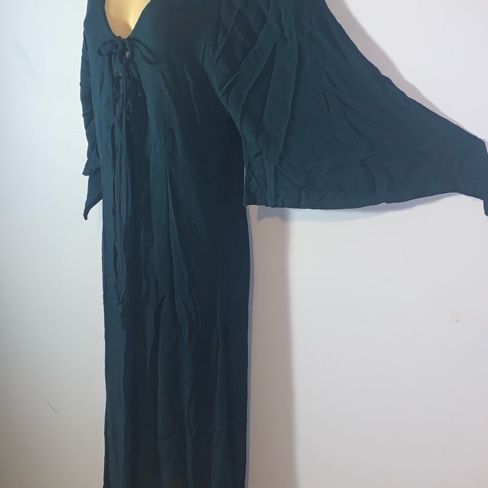 Cleobella size small dark blue green flutter sleeve laceup bust Whimsygoth witch - Picture 8 of 8